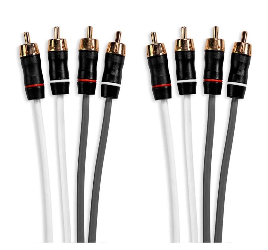Fusion 010-12618-00 performance RCA cables, 4 channel, 6 ft, white and grey leads with gold plugs