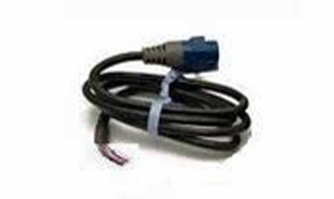 Lowrance Simrad 000-10046-001 adapter cable, black cable with blue 7 pin plug at one end and bare wires at other