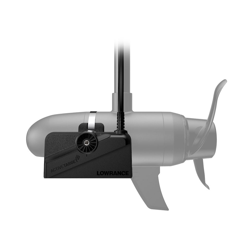 Lowrance 000-15771-001 ActiveTarget trolling motor forward and down mount kit, black sensor on a grey motor head