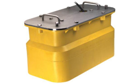 Raymarine A80213 R599LM 3 kW depth in hull CHIRP low-medium transducer, yellow case with a steel lid and handles