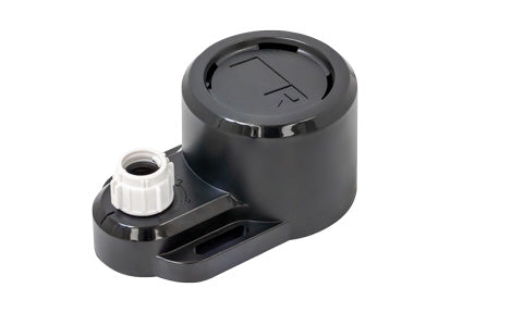Raymarine A80614 SeaTalk ng auxiliary alarm buzzer, black round buzzer with a white cable gland and mounting foot