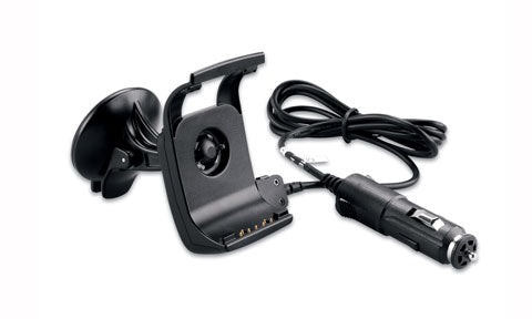 Garmin 010-11654-00 suction cup mount with speaker, black cradle on suction cups with 12V power lead