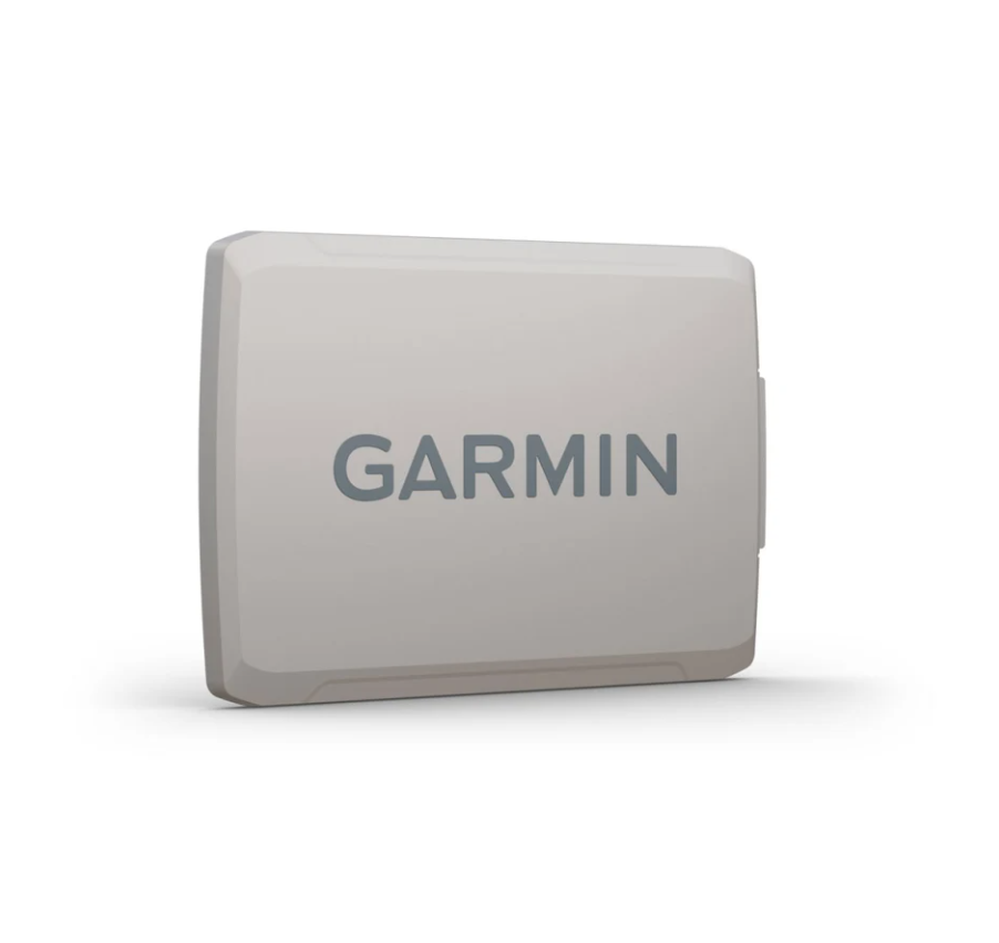 Garmin ECHOMAP Ultra 2 010-13352-00 protective cover for 10in, light grey cover with Garmin logo, front view