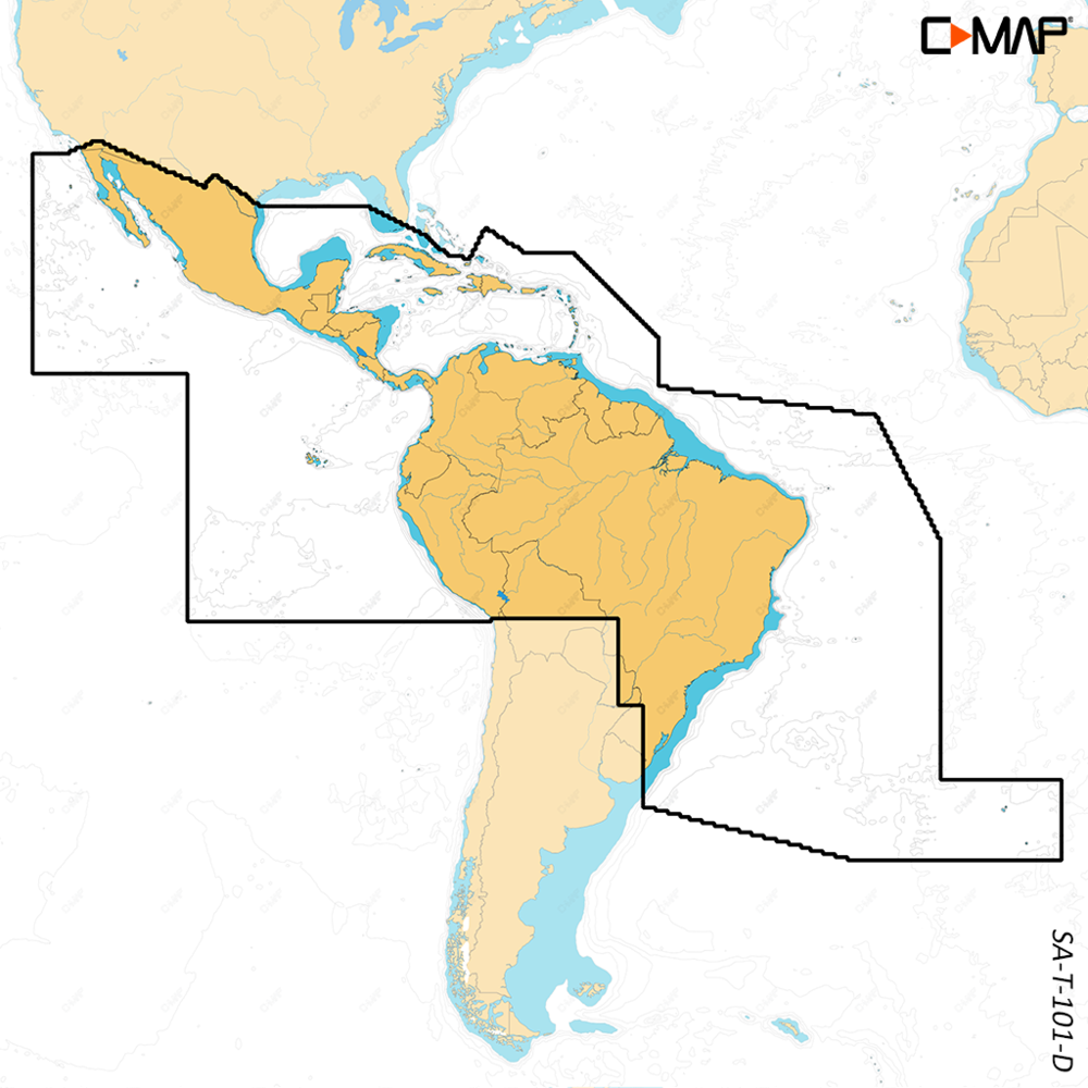 C-MAP Discover X chart coverage map M-SA-T-101-D-MS showing South America north region outlined in black