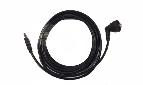 Raymarine A80579 Axiom XL touchscreen USB output cable to computer, coiled black cable with right-angle plug and USB end