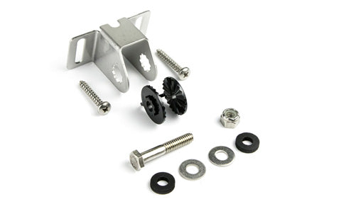 Lowrance TripleShot transom bracket 000-14193-001, stainless bracket with bolts, washers, nut and black rubber parts
