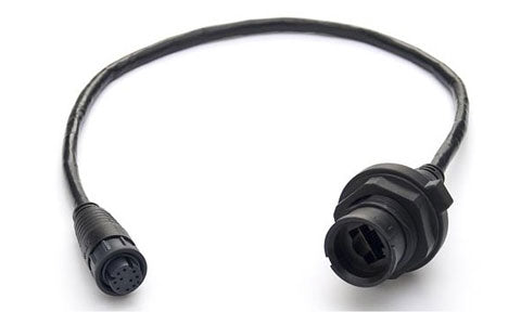 Raymarine A80160 RayNet female to SeaTalk HS female adaptor cable, short black cable with a round plug and a bulkhead socket