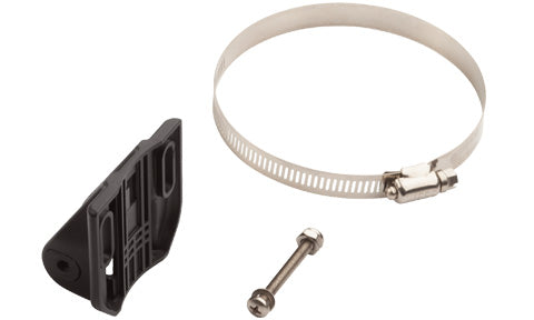 Garmin 010-12006-20 transom trolling motor mount, black bracket, stainless hose clamp and bolt