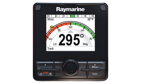 Raymarine E70329 p70Rs autopilot control head, black unit with a dial reading heading 295 degrees and buttons