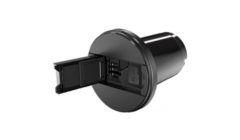 B&G 000-13892-001 MI10 micro SD card reader dashmount for Zeus glass helm, round black flush reader with a flap open