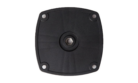 Scanstrut ROKK RL-503 black square top plate with centre fixing stud and four screw holes, front view