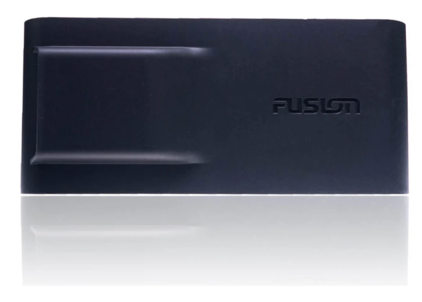 Fusion 010-12745-01 silicone dust cover for RA670, RA210 and RA60, dark blue cover with Fusion logo, front view