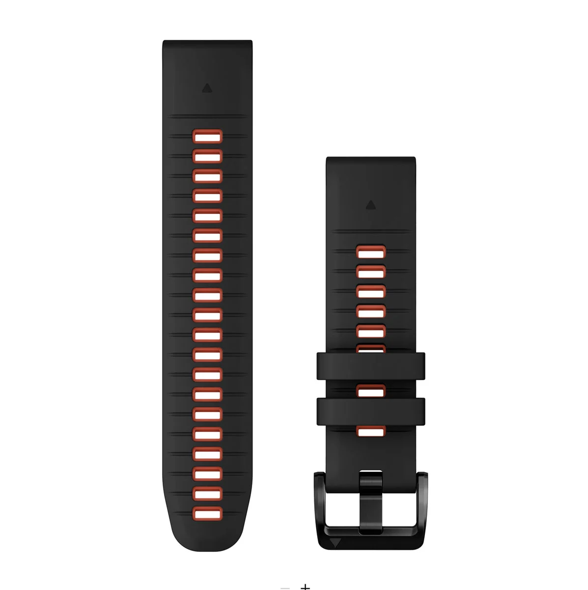 Garmin Quickfit 010-13280-06 22 mm watch bands in black and flame red silicone with black buckle