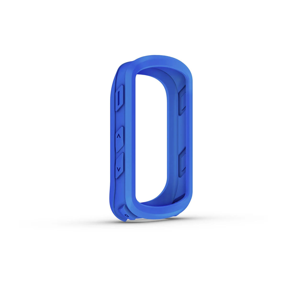 Garmin 010-13264-02 blue silicone case for cycling computer, front view with side button covers