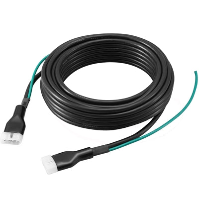 Icom OPC-1465 shielded control cable, coiled black cable with a green drain wire and white plugs at each end