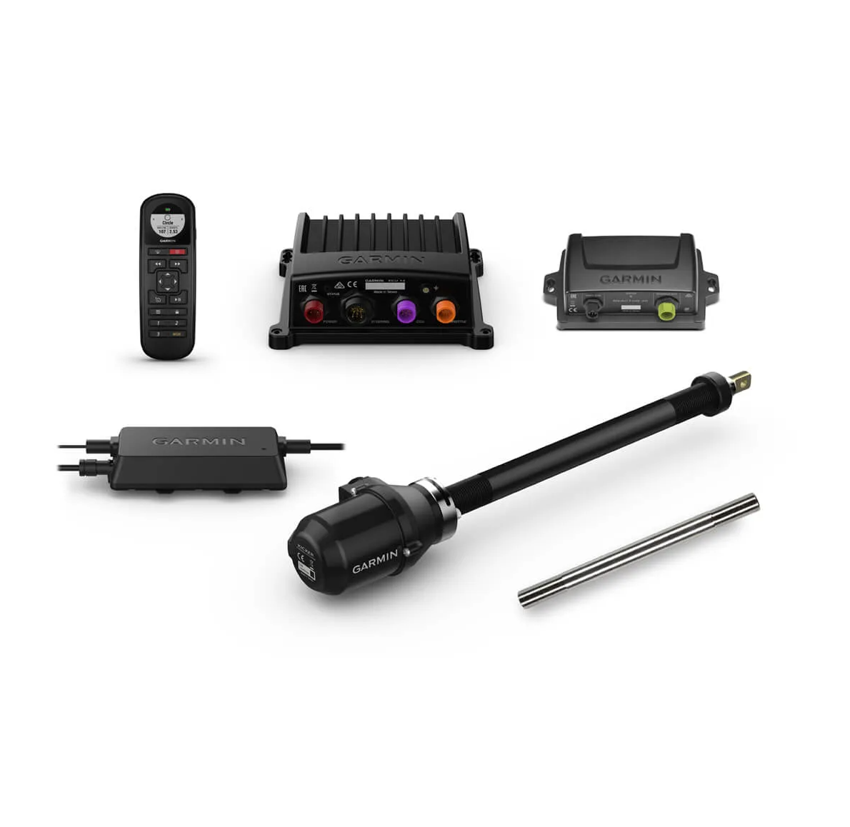 Garmin Reactor 40 Kicker 010-00705-95 autopilot: remote, ECU, CCU, black linear actuator and power block