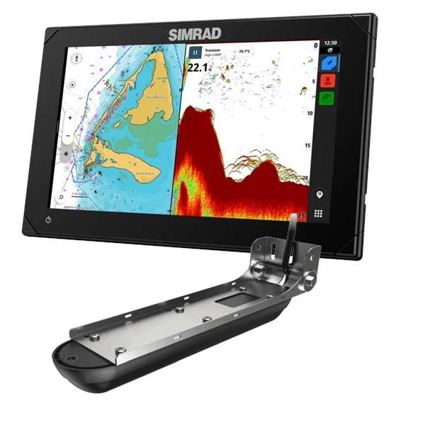 Simrad NSX 3009 000-15369-001 touchscreen with chart and sonar split screen plus Active Imaging transducer