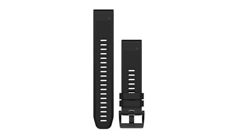 Garmin 010-12496-00 QuickFit 22 mm watch bands in black silicone with black buckle for Quatix 5, strap pair