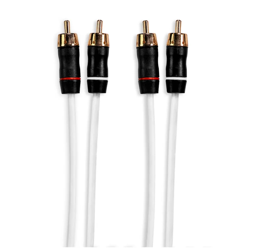 Fusion 010-12615-00 performance RCA cables, 2 channel, 12 ft, white leads with gold plugs and orange rings