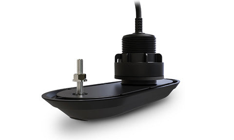 Raymarine A80470 RV-300 RealVision 3D through hull transducer, black streamlined fairing with a threaded stem and stud
