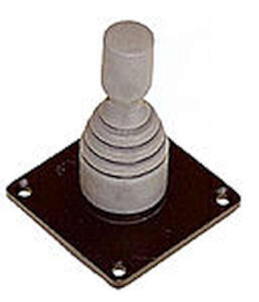 Simrad JS10 steering lever 22088165, joystick with grey ribbed shaft and knob on a square dark mounting plate
