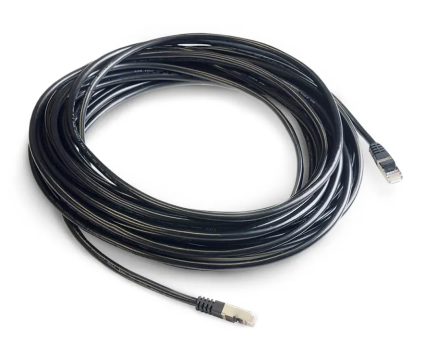 Fusion 010-12744-02 shielded Ethernet cable, long dark blue cable coiled with RJ45 plugs at each end