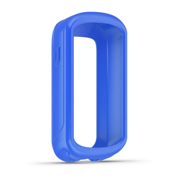 Garmin 010-12792-02 blue silicone case for Edge 830 cycling computer, front view of open-fronted case