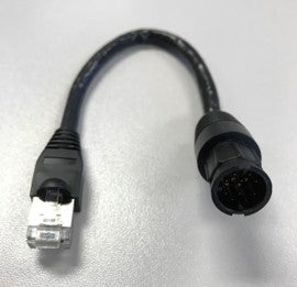 Raymarine A80513 RayNet to RJ45 cable 100 mm, short black cable with an RJ45 plug and a round plug, large
