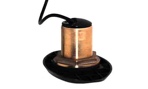 Bronze HDI thru-hull transducer 000-11135-001 with blue plug for Lowrance and Simrad, 20 degree tilt, fairing block