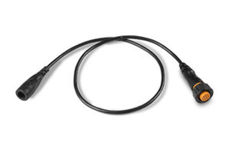 Garmin 010-12718-00 4-pin transducer to 12-pin sounder adapter cable, black lead with orange-ringed plug