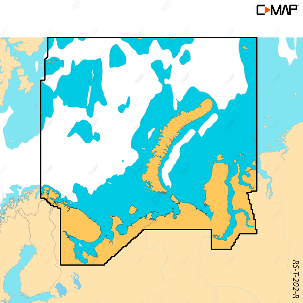 B&G Reveal X M-RS-T-202-R-MS Russian Federation North West, coverage map of north-west Russia with a C-MAP logo