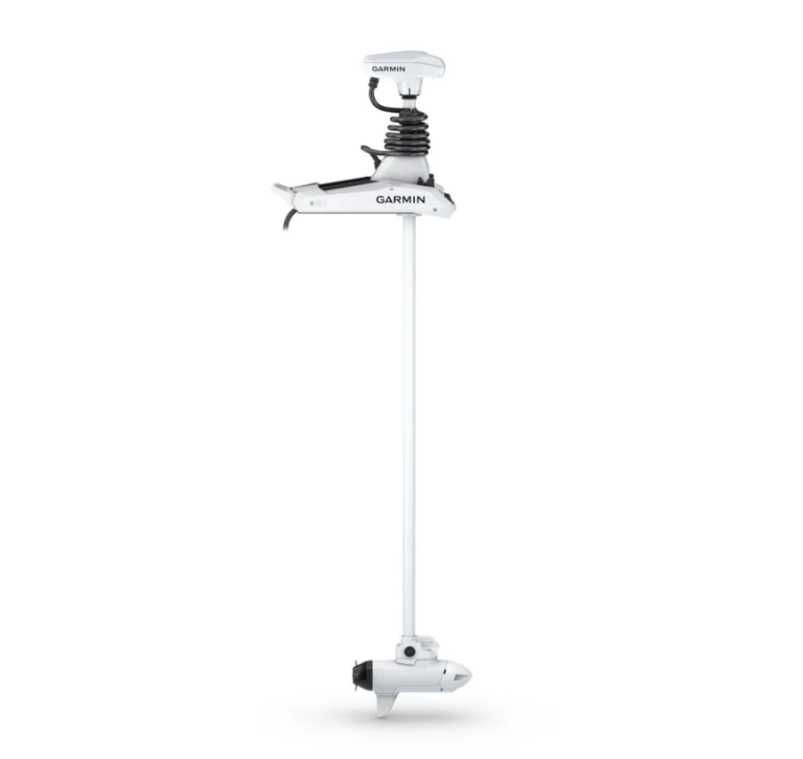 Garmin Force Kraken 010-02574-10 white 75 inch trolling motor, full-length view of shaft and motor head