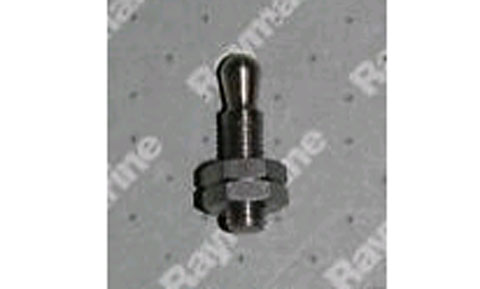 Raymarine D014 tiller pin short thread pack of 5, steel pin with a nut on a grey Raymarine backing