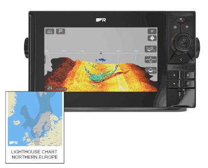 Raymarine E70654-00-NEU Axiom 2 Pro 9 RVM with Northern Europe LightHouse charts, display showing a 3D sonar view