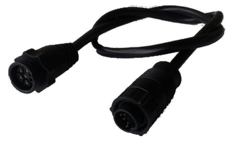 Lowrance Simrad 000-13313-001 black adapter cable, 7 pin transducer plug to 9 pin sonar connector, coiled