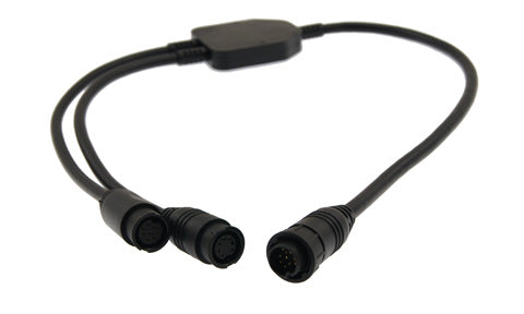 Raymarine A80486 Axiom DownVision adaptor Y-cable 9-pin to 9-pin and 9-pin, black Y cable with three round plugs