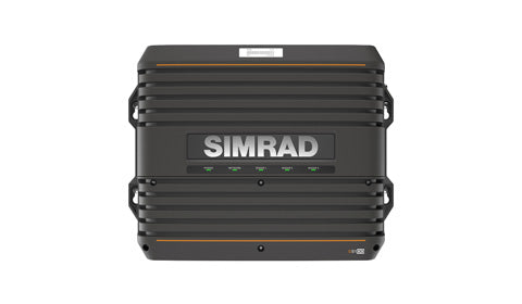 Simrad S5100 high-performance CHIRP sonar module 000-13260-001, black case with front Simrad logo and indicator lights