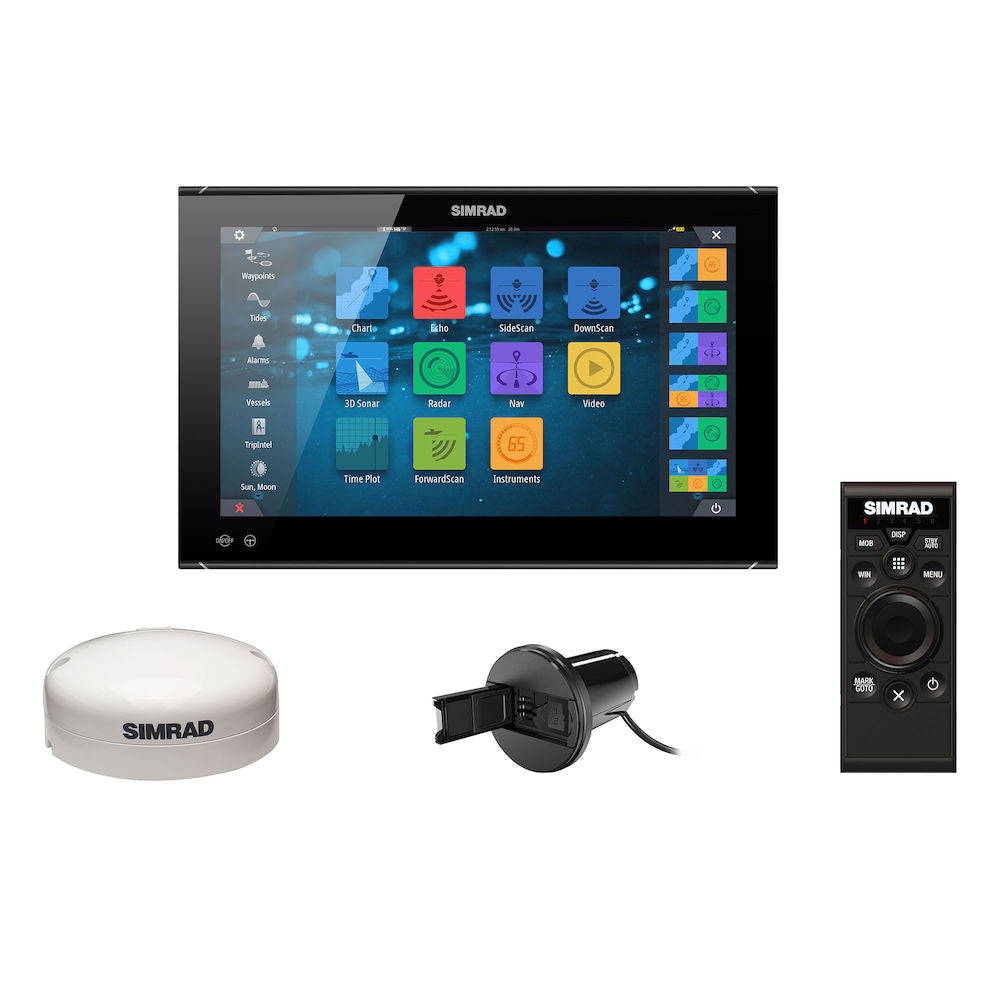 Simrad 000-15127-001 NSO evo3S 19 inch system pack, display, white GPS antenna, black sensor and a remote keypad