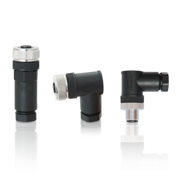 Actisense Micro field fit connector, right-angle male, A2K-FFC-RM, three black moulded connectors on black