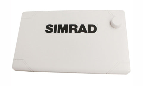 Simrad Cruise 7 white suncover 000-15068-001, flat padded cover with Simrad logo and corner fastening button