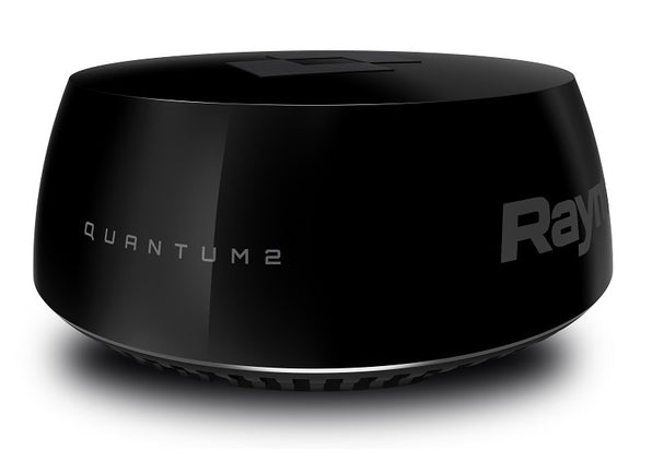 Raymarine E70498-B Quantum 2 Q24D wireless CHIRP radar in black no cables, large view of black radome
