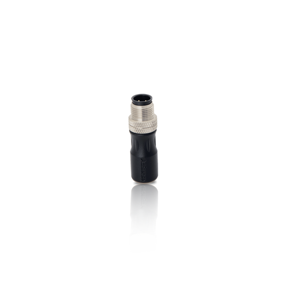 Actisense Micro terminator male, A2K-TER-M, two black round male micro connectors shown on black