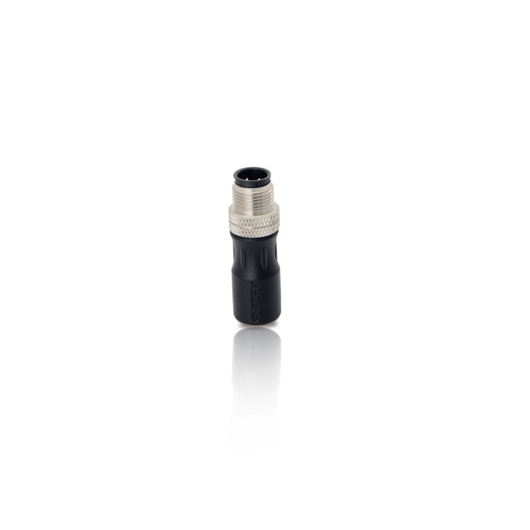 Actisense Micro terminator male, A2K-TER-M, two black round male micro connectors shown on black