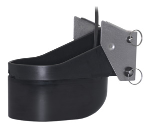 Airmar xSonic TM275LH-W transducer, 000-13770-001, black transom housing with a grey bracket and spring pins