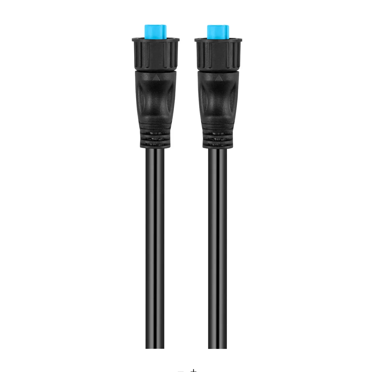 Garmin BlueNet 010-12528-11 network cable 1 ft, two black round plugs with blue inserts, straight on