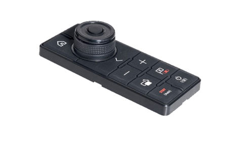 Raymarine A80438 RMK-10 system remote control keypad portrait only, black keypad with a rotary dial and buttons