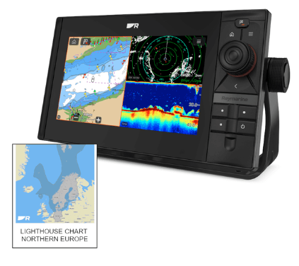 Raymarine E70653-00-NEU Axiom 2 Pro 9 S with Northern Europe LightHouse chart card, split chart, radar and sonar