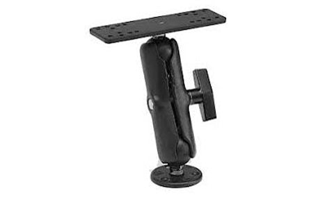 Lowrance MB-8-RAM 000-0101-63 ball-mount bracket with 8 inch arm, black rectangular plate and round base