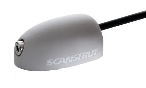 Scanstrut DS-H6 small grey horizontal cable seal with black cable leaving it, side view with logo