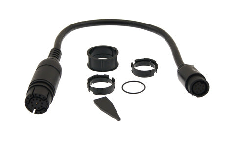 Raymarine A80490 Axiom RealVision adaptor cable 25-pin to 9-pin, short black cable with locking rings and a key